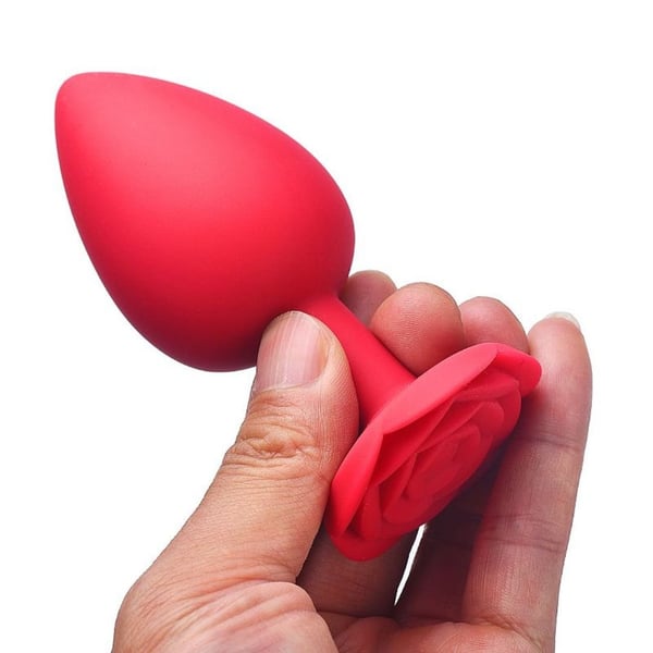 Plug Anal Em Silicone Pequeno Com Formato De Rosa 7 X 2,5Cm Sl